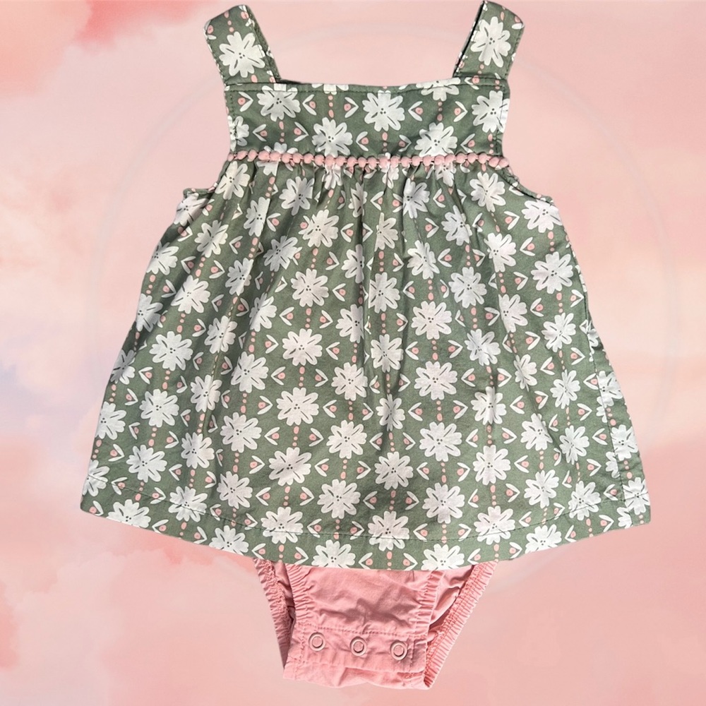 Carter’s Just One You 6 Month Baby Girl Green, Pink, & White Floral Outfit
